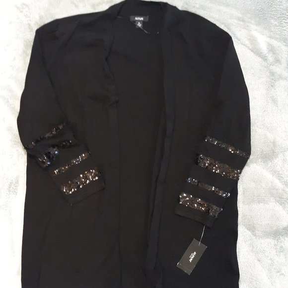 Alfani Petite Black Sequined Open Front Cardigan - Picture 4 of 8